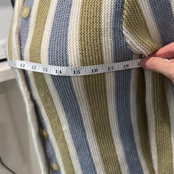 Vintage cardigan sweater, no tags, striped blue and green - Picture 4 of 8